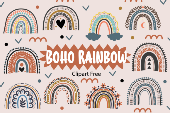 boho rainbow clipart
