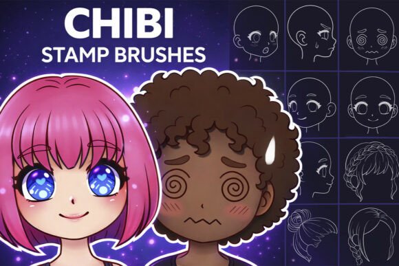 Chibi Procreate Stamp Brushes