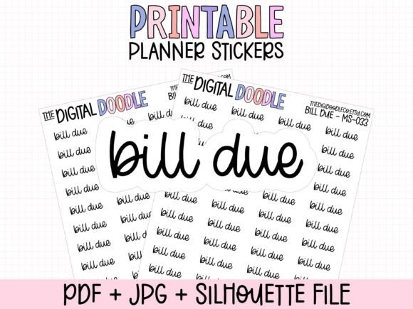 Bill Due Printable Planner Stickers