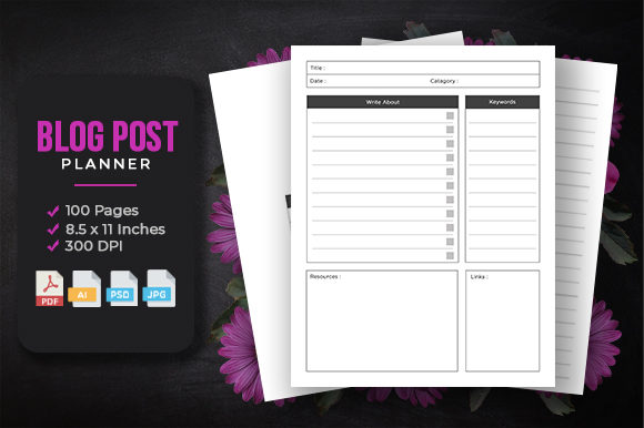 Blog Post Planner - KDP Interior Template